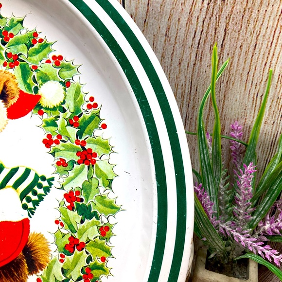 Vintage Christmas Bear Platter Tray Metal SNP Chicago Sz 12.75in 1984 - Picture 9 of 9